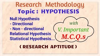 NTA UGCNET Hypothesis Formulation with MCQs [upl. by Hessney]