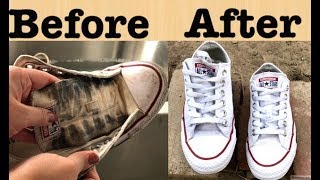 HOW I CLEAN MY WHITE CONVERSE  Mermishell beauty 2017 [upl. by Nirehs]