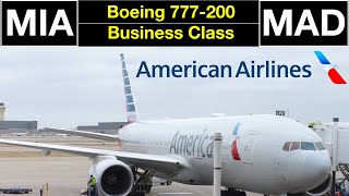 BUSINESS CLASS Trip Report  Miami to Madrid  American Airlines Boeing 777200 [upl. by Kaltman]