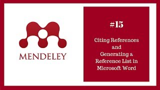 Mendeley Tutorial 15 of 16 References and Bibliographies Using the Microsoft Word Plugin [upl. by Shiff]