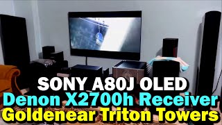 Sony A80j OLED TV  Home Theater Setup In Home  Goldenear Triton Reference speakers  Denon X2700h [upl. by Buroker]