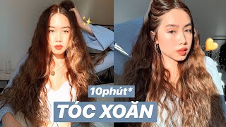 Cách làm tóc xoăn sóng nước KO dùng nhiệt 💫BEST HEATLESS OVERNIGHT CURLS  Mina Nguyen [upl. by Yelsnik]