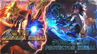 Porcelain Protector Ezreal VS Battle Academia Ezreal  SKIN COMPARISON [upl. by Fevre674]