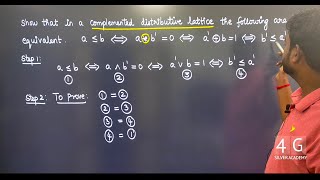 Show that in a complemented Lattice the following are equivalent Discrete Maths MA3354 Tamil Unit 5 [upl. by Neelak]