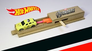 How to Make HOT WHEELS Launcher From Cardboard With Toy Car Launcher [upl. by Merrili]