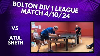 Neil Myatt vs Atul Sheth  Bolton Div 1 League Match  41024 [upl. by Akcirret157]