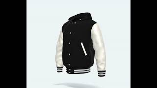 Letterman Jacket Hoodie Black Wool Body White Leather Sleeves Varsity Jacket [upl. by Caputto]