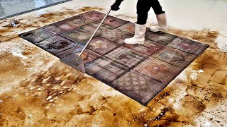 Hey watch this amazing transformation of a Patchwork style rug  satisfying video  asmr cleaning [upl. by Lise780]