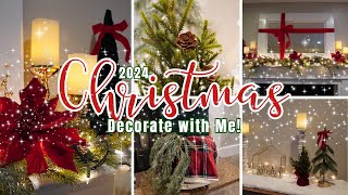 CHRISTMAS DECORATE WITH ME 2024  CHRISTMAS LIVING ROOM  FAMILY ROOM  LUX LOOK FOR LESS [upl. by Duwe]