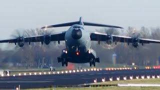 4K GIANT Airbus A400M Belgian AF  Takeoff at Leeuwarden [upl. by Nonnairb]