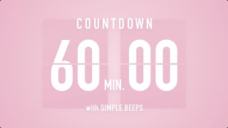 60 Min  1 Hour  Countdown Flip Clock Timer  Simple Beeps 🌸🔔 [upl. by Ulysses]