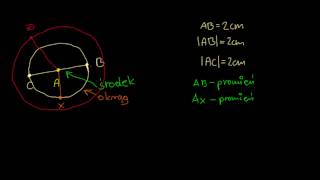 Okrąg promień średnica środek cięciwa styczna [upl. by Adlev]