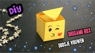 ❤ DIY KNUTSELEN EMOIJ DOOSJE VOUWEN MET DEKSEL ORIGAMI EASY [upl. by Nyre42]