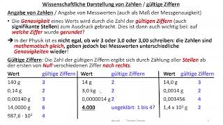 Einführung Physik 4 Gültige Ziffern und Genauigkeit von Zahlenangaben [upl. by Babbette]