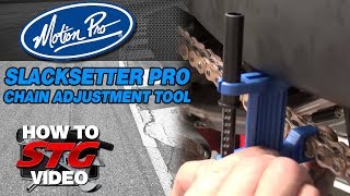 How To Use The Motion Pro Slacksetter Chain Adjustment Tool And Review  Sportbike Track Gear [upl. by Ahsienahs952]