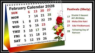 February Calendar 2028 februarycalender2028 [upl. by Janyte]