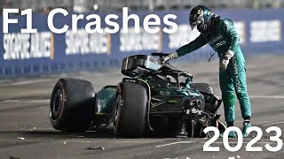 F1 CRASHES 2023 and their Damage Level [upl. by Geralda]