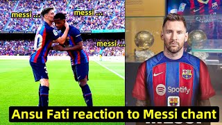 Ansu Fati reaction to Barca fans chanting Messi during Barcelona vs Mallorca [upl. by Gladis735]