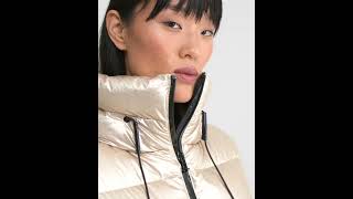 RUDSAK Shiny TATYANA Padded METALLIC DOWN PUFFER Jacket Hooded Glossy Ivory Women [upl. by Moria]