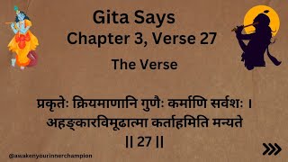 Bhagavad Gita Chapter 3 Verse 27  Gita Says geetakagyan gitasandesh bhagavadgitaquotes krishna [upl. by Sellihca]