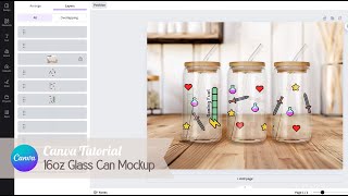 16oz Libbey Glass Can Mockup Canva Tutorial [upl. by Nahsaj]