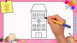 Dessin maison FACILE etape par etape  Comment dessiner une maison 7 [upl. by Halona]