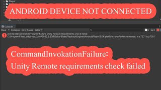 CommandInvokationFailure Unity Remote requirements check failed URDU  HINDI [upl. by Ahsiyt]