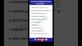 Lets Learn English Acronyms For Texting 📲 english shorts spokenenglish abbreviation [upl. by Yrocaj]