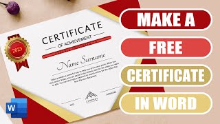 Create a certificate template in word for free  lots of tips and tricks [upl. by Smukler]