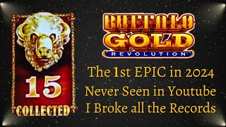 💵I BROKE All the Records 1st EPIC MEGA JACKPOT 15 Heads 2024 Buffalo Revolution [upl. by Merv]