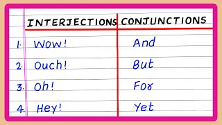 INTERJECTIONS AND CONJUNCTIONS  5  10 EXAMPLES OF INTERJECTIONS AND CONJUNCTIONS  IN ENGLISH [upl. by Akenom]