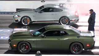 Mustang Mach1 vs Redeye Hellcat Challenger  drag racing [upl. by Imoyn312]