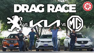 Drag Race  KIA Stonic Vs Peugeot 2008 VS MG ZS  PakWheels [upl. by Limber197]