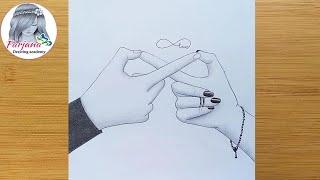 How to draw infinite love symbol with couple hand  pencil sketch  Valentines Day special [upl. by Vladimar]