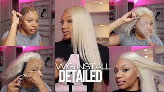 FLAWLESS BLONDE LACE WIG INSTALL FOR BLACK WOMAN EXTREMELY DETAILED BEST LACE WIG INSTALL TUTORIAL [upl. by Jamill]