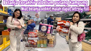 BELANJA TERAKHIR SEBELUM PULANG KAMPUNG  NIAT BELANJA SEDIKIT MALAH DAPAT SETROLY FULL [upl. by Aihtennek]