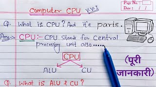 What is CPU full Explanation  Parts of CPU CU amp ALU [upl. by Eniamert]