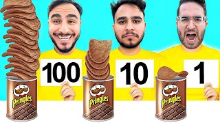 تحدي من 1 الى 100 قطعة طعام تاكلها 🍫🔥 أنفجرت المعدة من الميكس 😭💔 [upl. by Lionello]