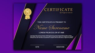 Certificate Template Design  Photoshop CC Tutorial [upl. by Bobker]