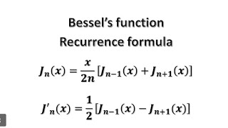 bessels function Recurrence formula 3 and 4 Jnx and Jnx [upl. by Chaker]