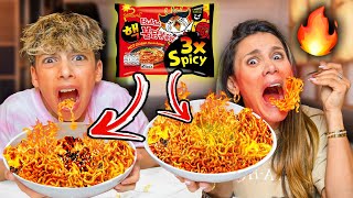 EATING The Worlds SPICIEST Ramen Noodles  Challenge 🥵 [upl. by Euqininod350]