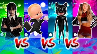 WEDNESDAY ADDAMS BLOODY MARY🆚CARTOON MOUSE🆚BABY BOSS DANCE MONKEY🆚LISA MONEY BLACKPINK🎶Tiles Hop [upl. by Ihsakat]