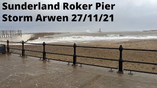 Roker Pier Storm Arwen Sunderland 27th November 2021 [upl. by Reiniar]