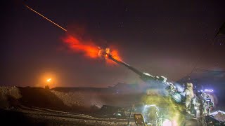 Howitzer shell Visible at Night Firing amp Impact Footage  Artillery Operation  MFA [upl. by Fasta370]