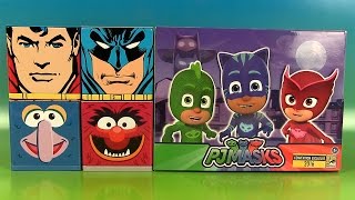 Pyjamasques PJ Masks Figurines Comic Con Cubeez Superman Batman Surprises [upl. by Beutner]