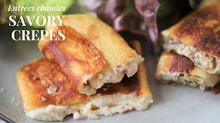 How to make creamy savory French crepes like in France  Ham cheese amp mushroom filling vegetarian [upl. by Elyac]