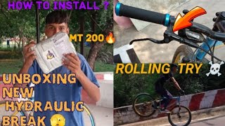 😯Shimano Mt200 hydraulic brake unboxing and review 😱 How to install hydraulic brakes on cycle 🤔 [upl. by Modnarb]