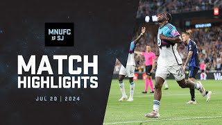 HIGHLIGHTS MNUFC vs San Jose Earthquakes  July 20 2024 [upl. by Rube]