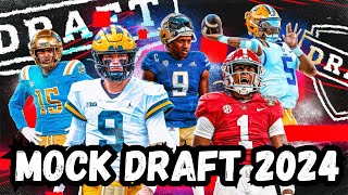 2024 NFL MOCK DRAFT ENTIRE FIRST ROUND WTRADES [upl. by Phaedra]