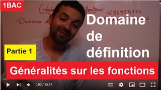 maths 1 bac sc ex et sm générélités sur les fonctions domaine de définition [upl. by Aikemaj]